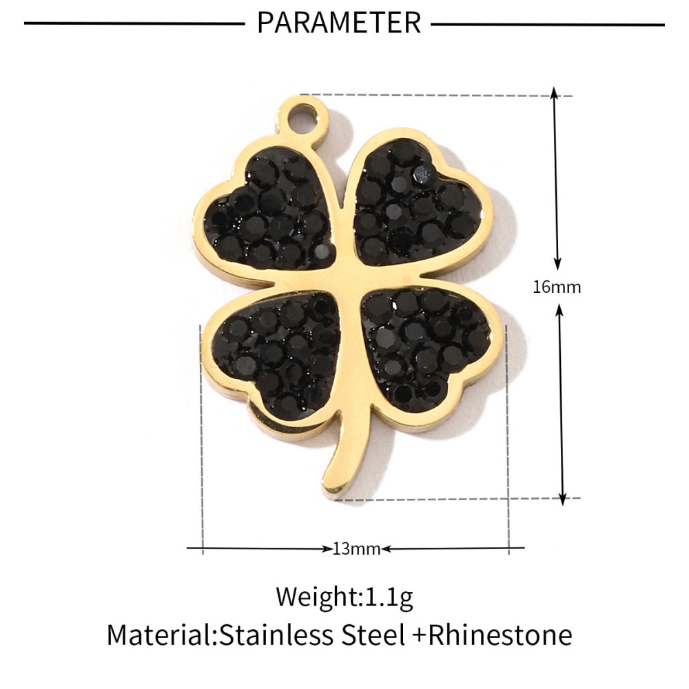6pcs/pack 18k Real Gold Vacuum Plated Lock Flower Star Stainless Steel DIY Charm Women Jewelry Clover Heart Necklace Pendants