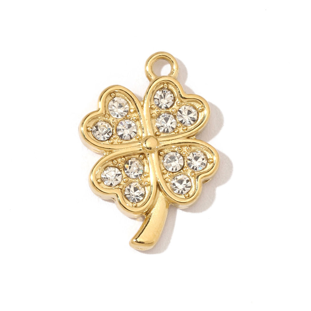 6pcs/pack 18k Real Gold Vacuum Plated Lock Flower Star Stainless Steel DIY Charm Women Jewelry Clover Heart Necklace Pendants