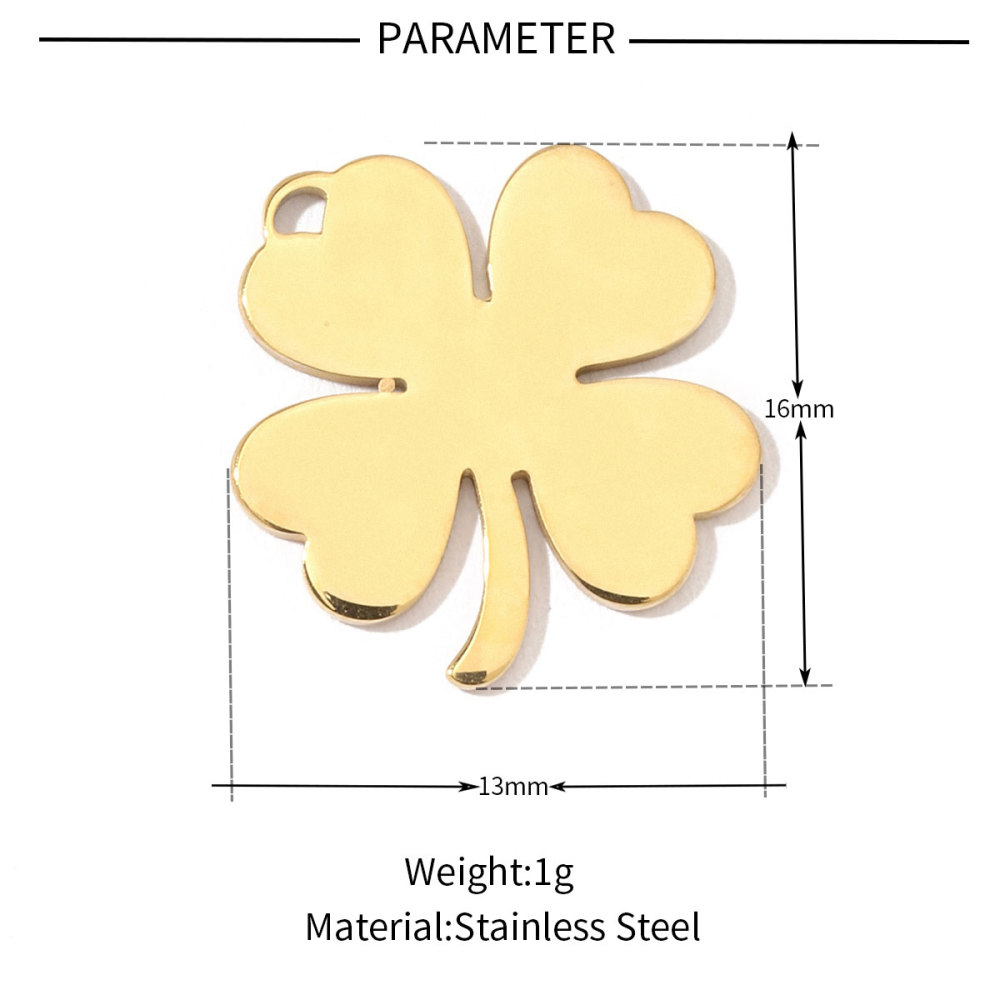 6pcs/pack 18k Real Gold Vacuum Plated Lock Flower Star Stainless Steel DIY Charm Women Jewelry Clover Heart Necklace Pendants