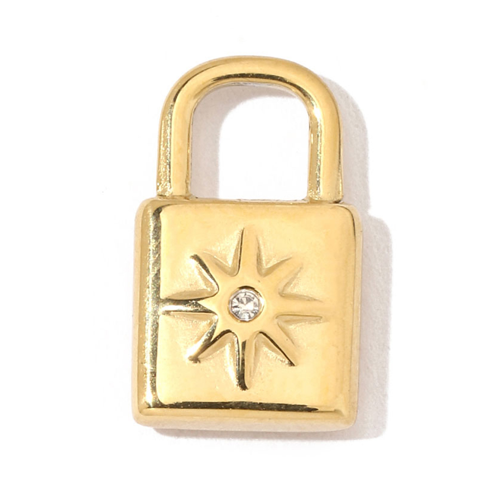 6pcs/pack 18k Real Gold Vacuum Plated Lock Flower Star Stainless Steel DIY Charm Women Jewelry Clover Heart Necklace Pendants