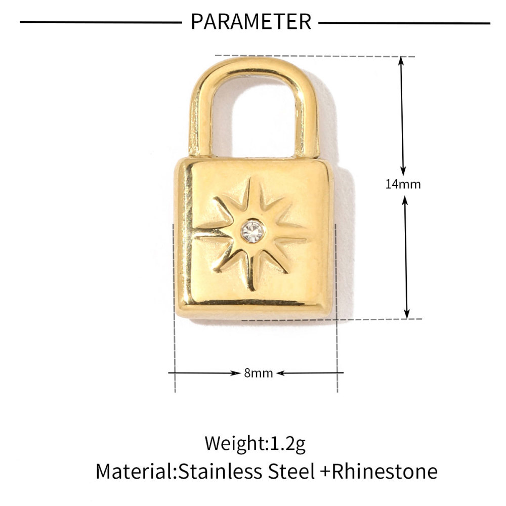 6pcs/pack 18k Real Gold Vacuum Plated Lock Flower Star Stainless Steel DIY Charm Women Jewelry Clover Heart Necklace Pendants