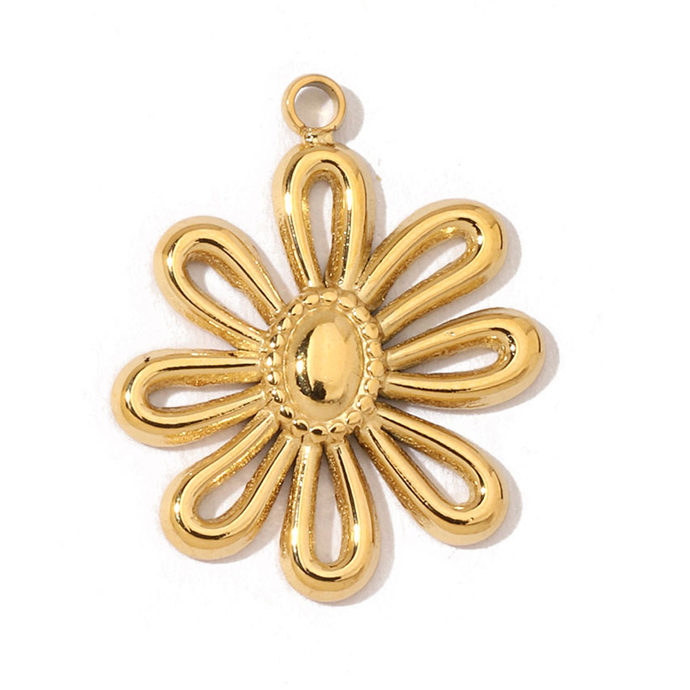6pcs/pack 18k Real Gold Vacuum Plated Lock Flower Star Stainless Steel DIY Charm Women Jewelry Clover Heart Necklace Pendants