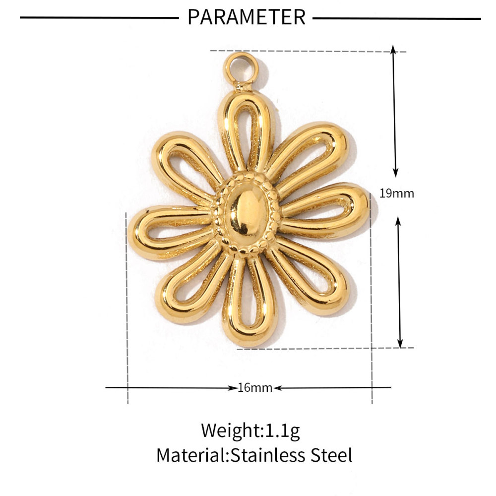 6pcs/pack 18k Real Gold Vacuum Plated Lock Flower Star Stainless Steel DIY Charm Women Jewelry Clover Heart Necklace Pendants