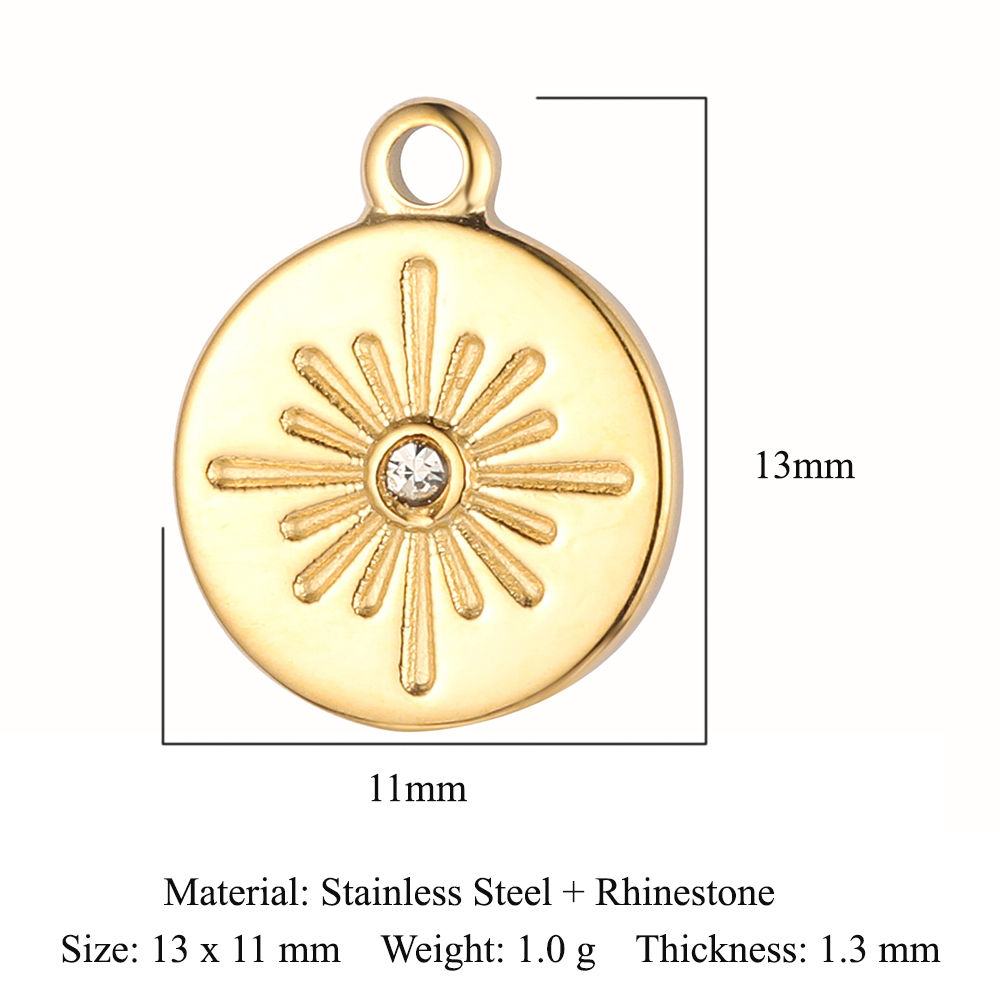 6pcs/pack Stainless Steel Cute Shell Heart DIY Charms Women Cross Trendy Sunflower Natural Stone Pendants Necklace Making Jewelry