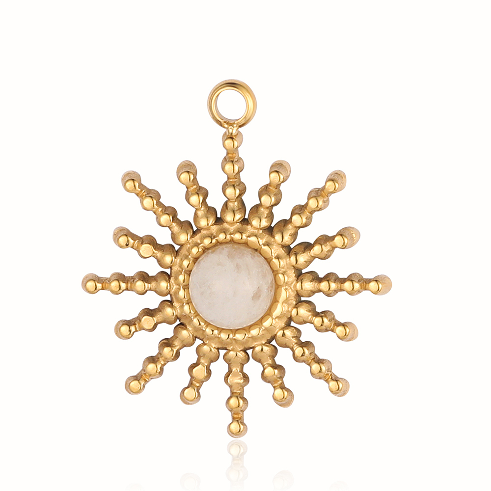 6pcs/pack Stainless Steel Cute Shell Heart DIY Charms Women Cross Trendy Sunflower Natural Stone Pendants Necklace Making Jewelry