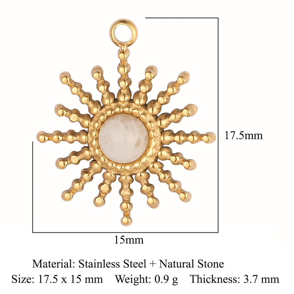 6pcs/pack Stainless Steel Cute Shell Heart DIY Charms Women Cross Trendy Sunflower Natural Stone Pendants Necklace Making Jewelry