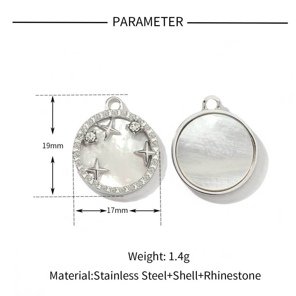 6pcs/pack Stainless Steel Cute Shell Heart DIY Charms Women Cross Trendy Sunflower Natural Stone Pendants Necklace Making Jewelry