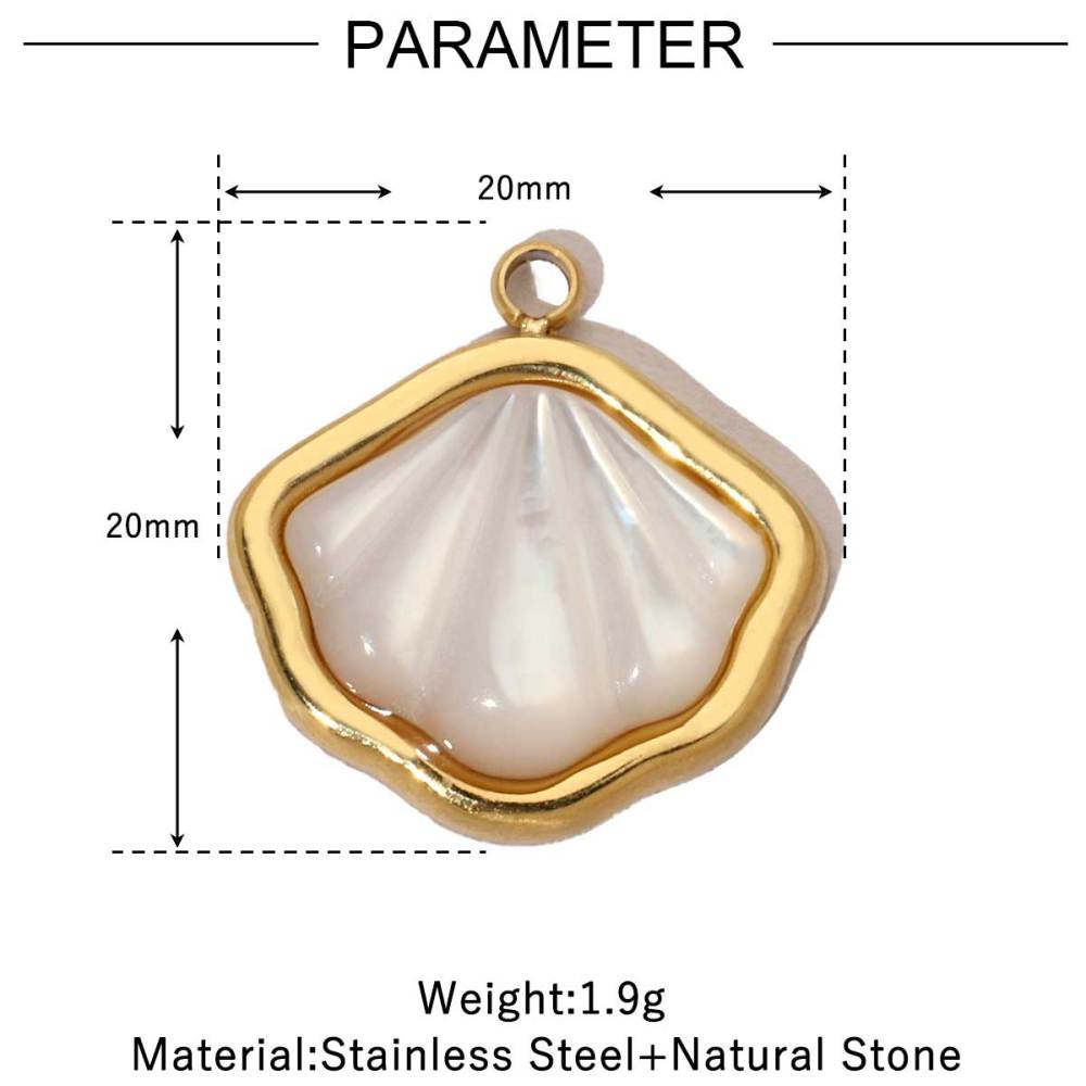 6pcs/pack Stainless Steel Cute Shell Heart DIY Charms Women Cross Trendy Sunflower Natural Stone Pendants Necklace Making Jewelry