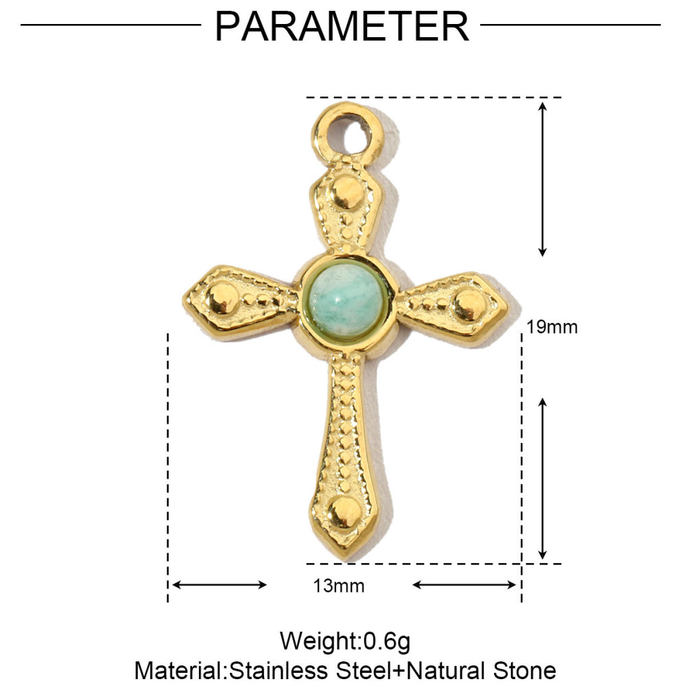 6pcs/pack Stainless Steel Cute Shell Heart DIY Charms Women Cross Trendy Sunflower Natural Stone Pendants Necklace Making Jewelry