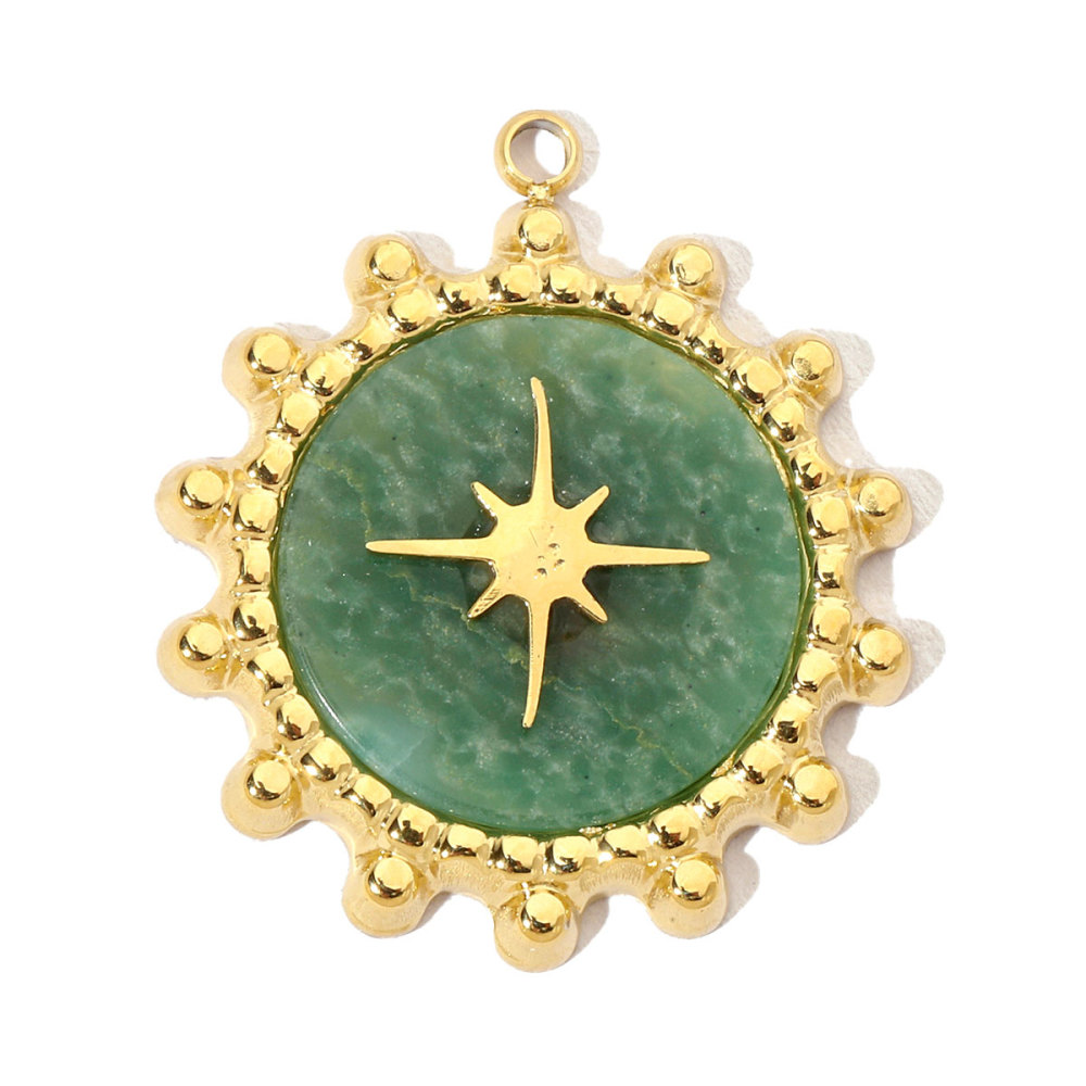 6pcs/pack Stainless Steel Cute Shell Heart DIY Charms Women Cross Trendy Sunflower Natural Stone Pendants Necklace Making Jewelry