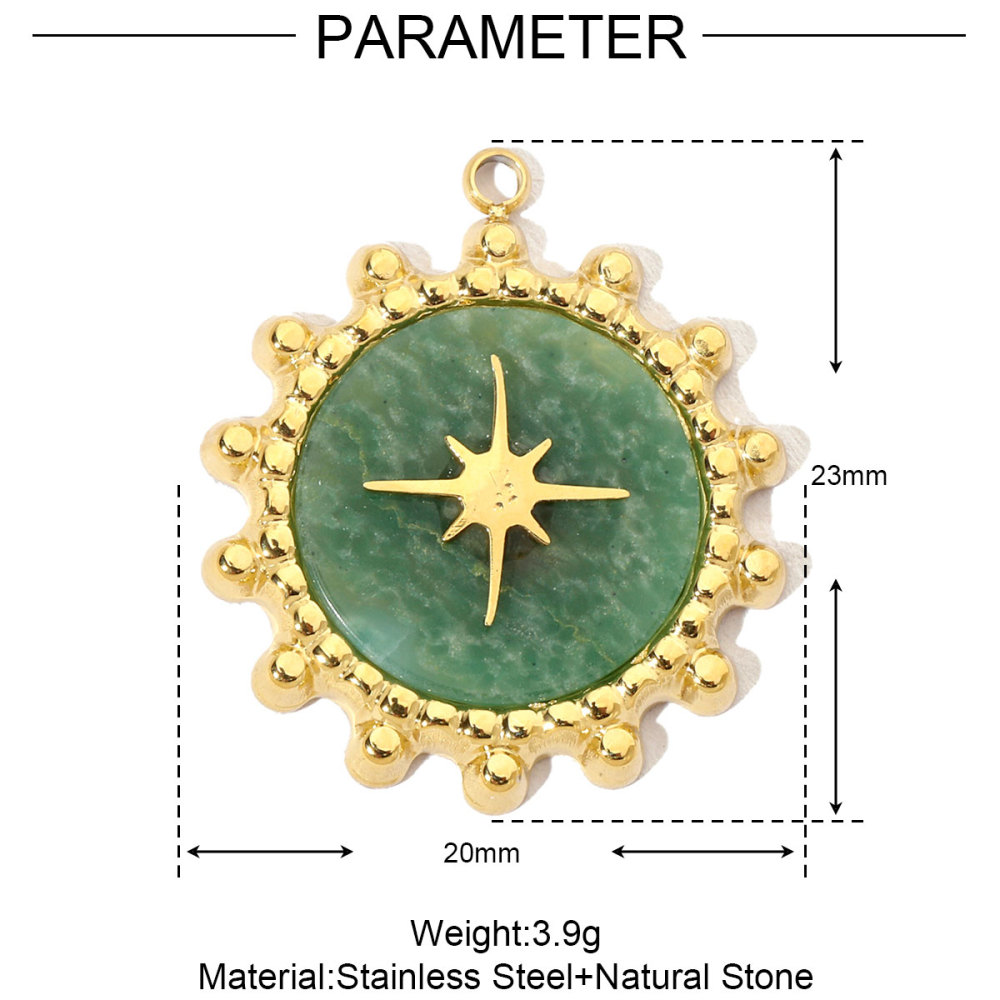 6pcs/pack Stainless Steel Cute Shell Heart DIY Charms Women Cross Trendy Sunflower Natural Stone Pendants Necklace Making Jewelry