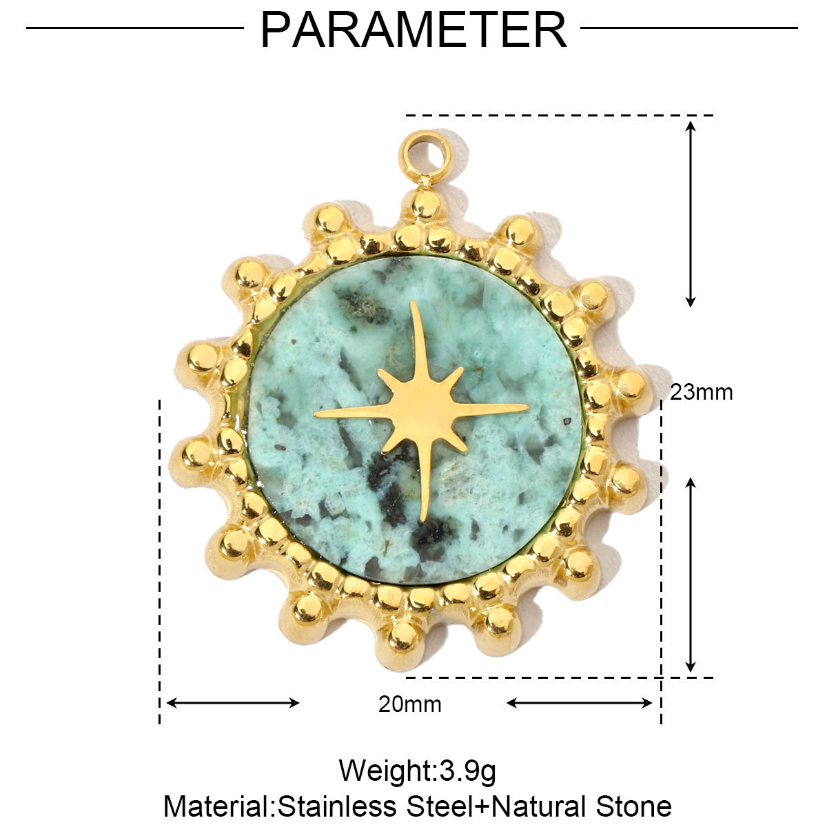 6pcs/pack Stainless Steel Cute Shell Heart DIY Charms Women Cross Trendy Sunflower Natural Stone Pendants Necklace Making Jewelry