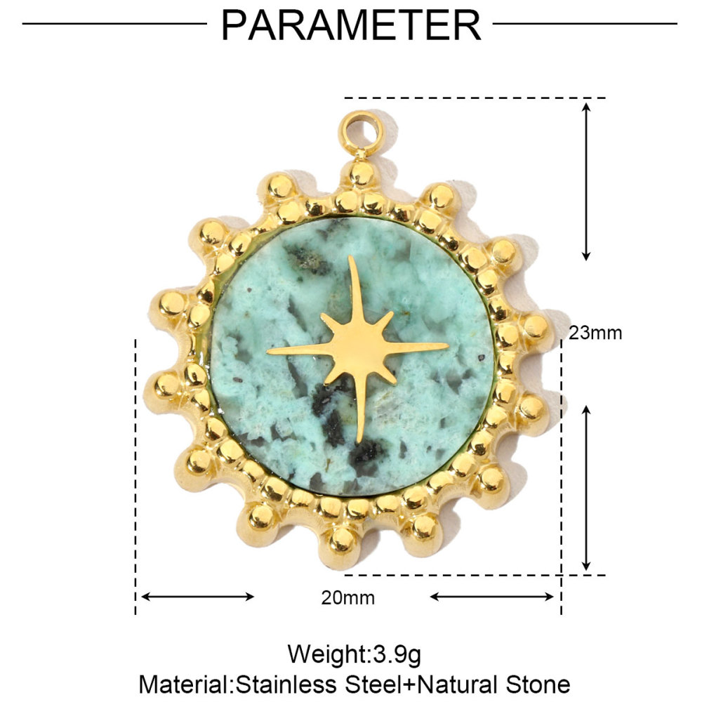 6pcs/pack Stainless Steel Cute Shell Heart DIY Charms Women Cross Trendy Sunflower Natural Stone Pendants Necklace Making Jewelry