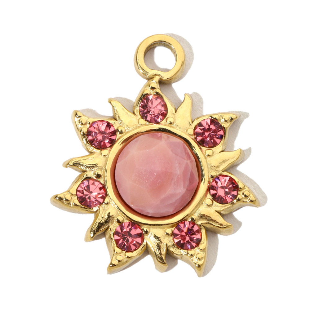 6pcs/pack Stainless Steel Cute Shell Heart DIY Charms Women Cross Trendy Sunflower Natural Stone Pendants Necklace Making Jewelry