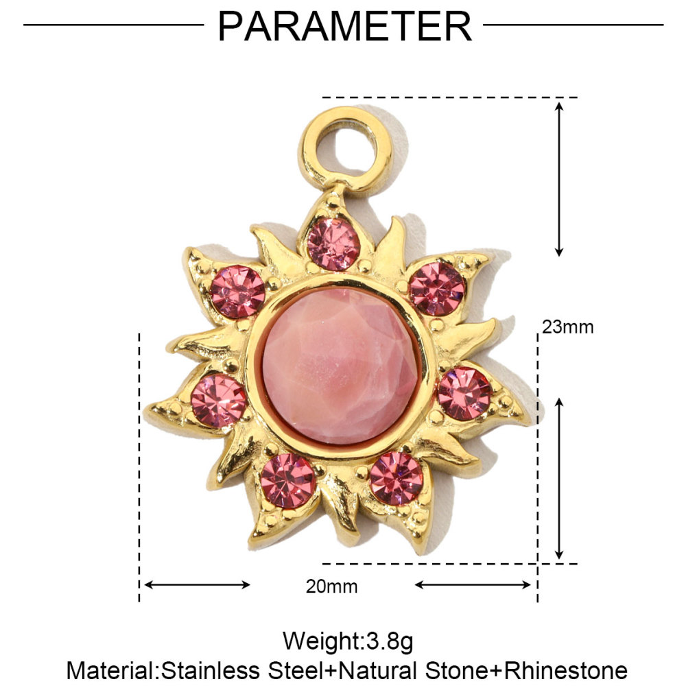 6pcs/pack Stainless Steel Cute Shell Heart DIY Charms Women Cross Trendy Sunflower Natural Stone Pendants Necklace Making Jewelry