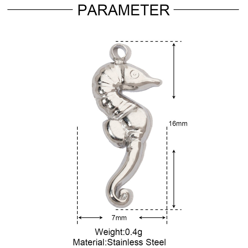 6pcs/pack Shell Bee Stainless Steel Diy Charms Women Star Clover Seahorse Earring Necklace Making Dog Paw Fox Pendant Wholesale