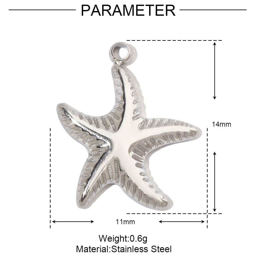 6pcs/pack Shell Bee Stainless Steel Diy Charms Women Star Clover Seahorse Earring Necklace Making Dog Paw Fox Pendant Wholesale