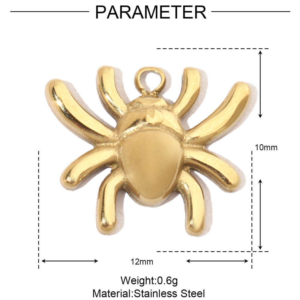 6pcs/pack Spider Bee Stainless Steel Diy Charms Women Star Clover Seahorse Earring Necklace Making Dog Paw Sun Pendant