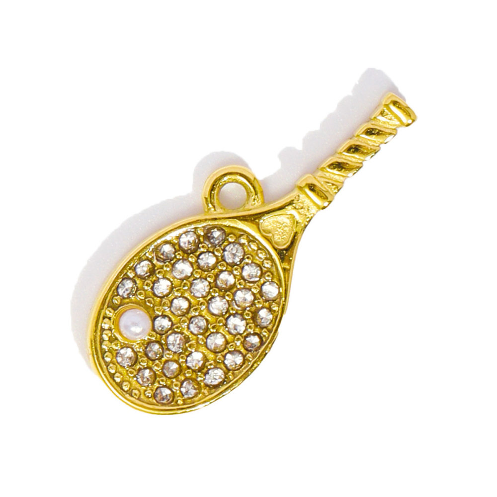 6pcs/pack French Stainless Steel Cresecent Moon Star Necklace Pendants Round Crystal Diy Charms Tennis Racket Jewelry Wholesale