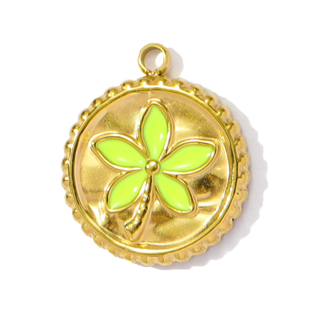 6pcs/pack Stainless Steel Enamel Monet Gardens Diy Charms Woman Tulips Flower Necklace Pendants Baby Foot Jewelry Wholesale