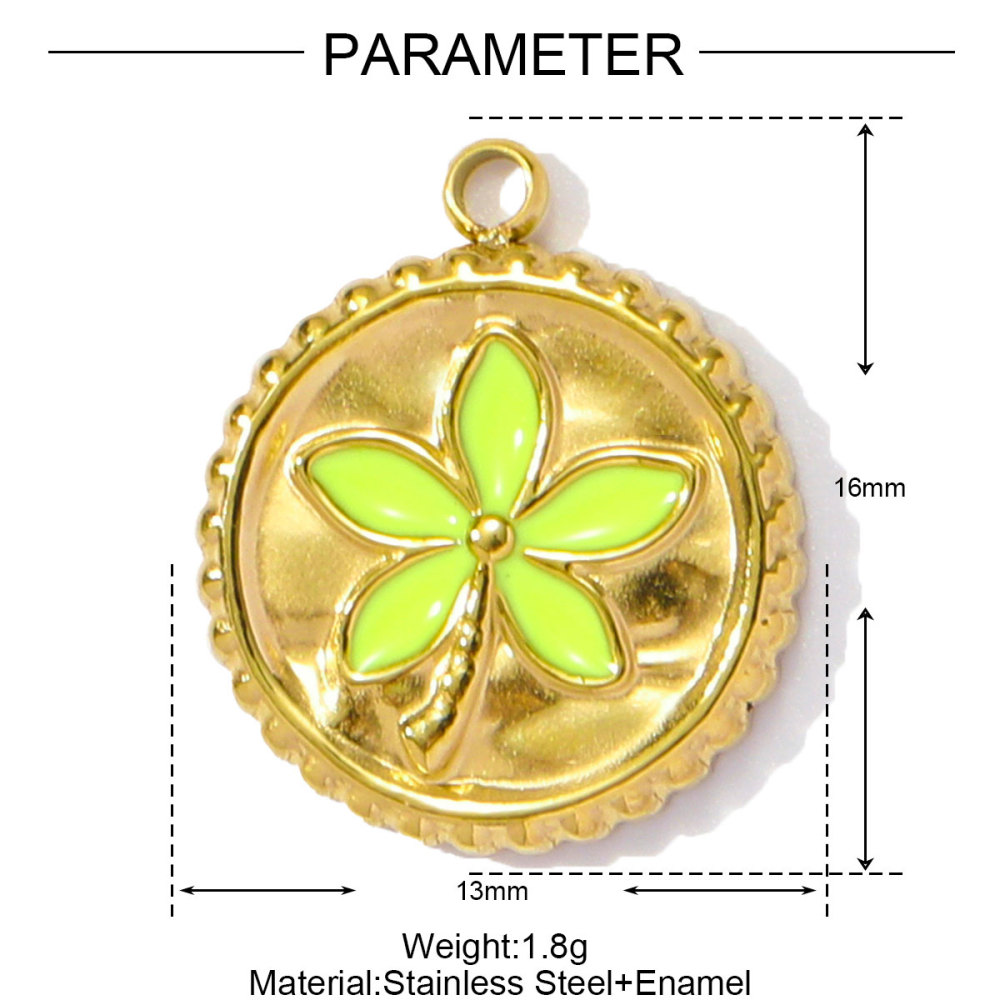 6pcs/pack Stainless Steel Enamel Monet Gardens Diy Charms Woman Tulips Flower Necklace Pendants Baby Foot Jewelry Wholesale