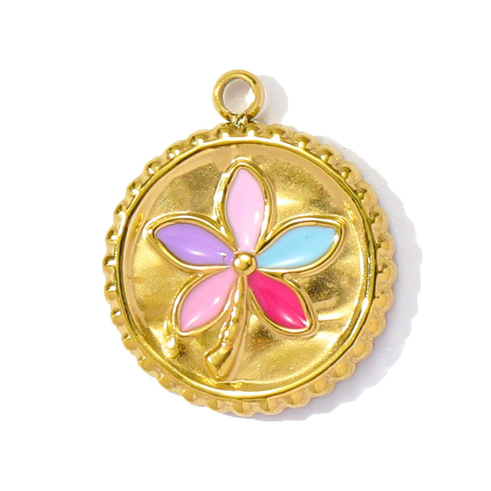 6pcs/pack Stainless Steel Enamel Monet Gardens Diy Charms Woman Tulips Flower Necklace Pendants Baby Foot Jewelry Wholesale