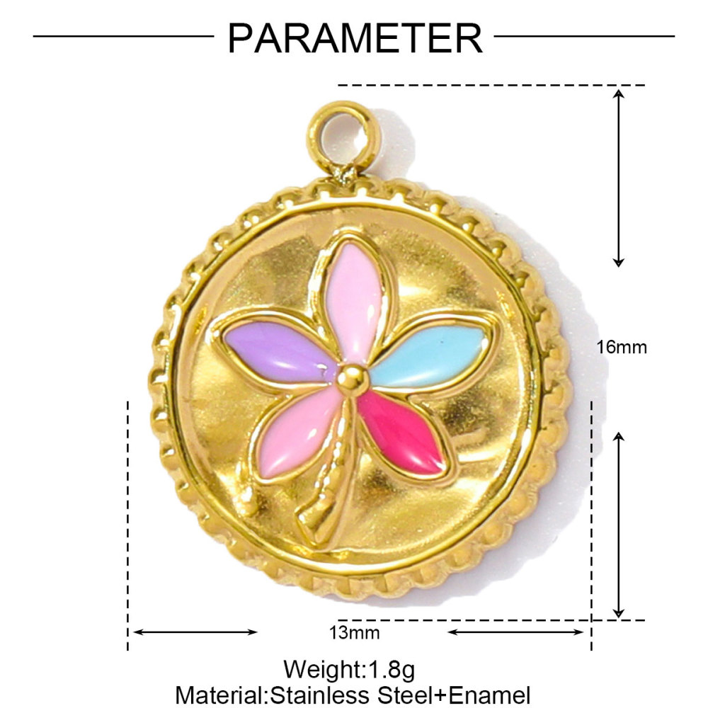 6pcs/pack Stainless Steel Enamel Monet Gardens Diy Charms Woman Tulips Flower Necklace Pendants Baby Foot Jewelry Wholesale
