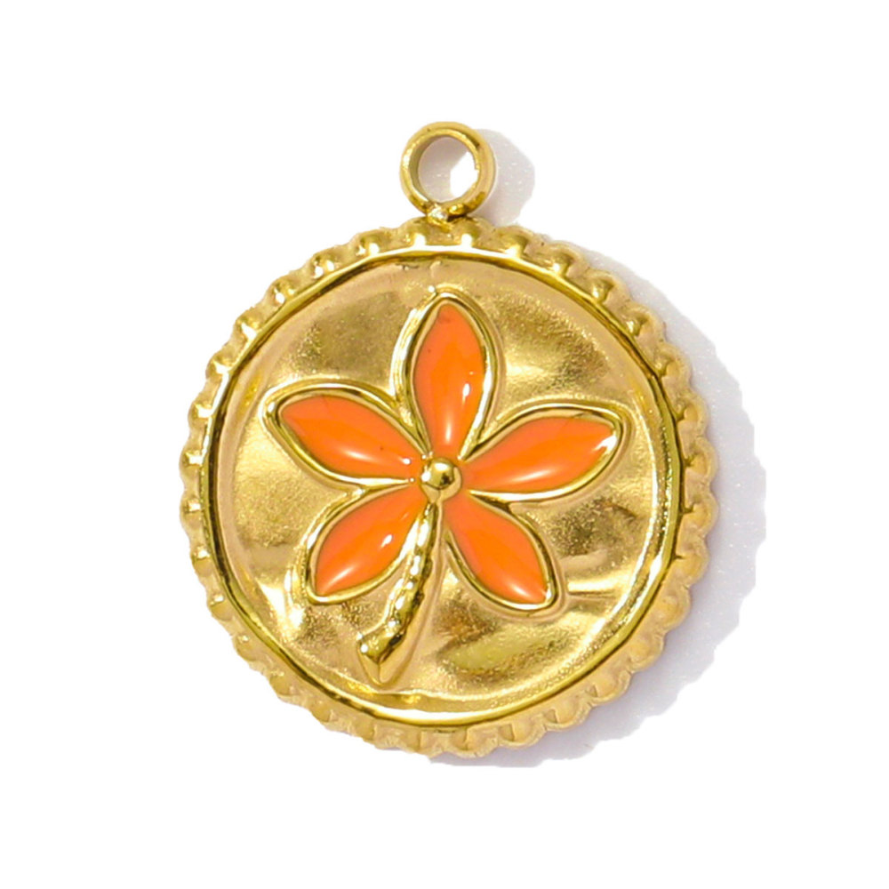 6pcs/pack Stainless Steel Enamel Monet Gardens Diy Charms Woman Tulips Flower Necklace Pendants Baby Foot Jewelry Wholesale