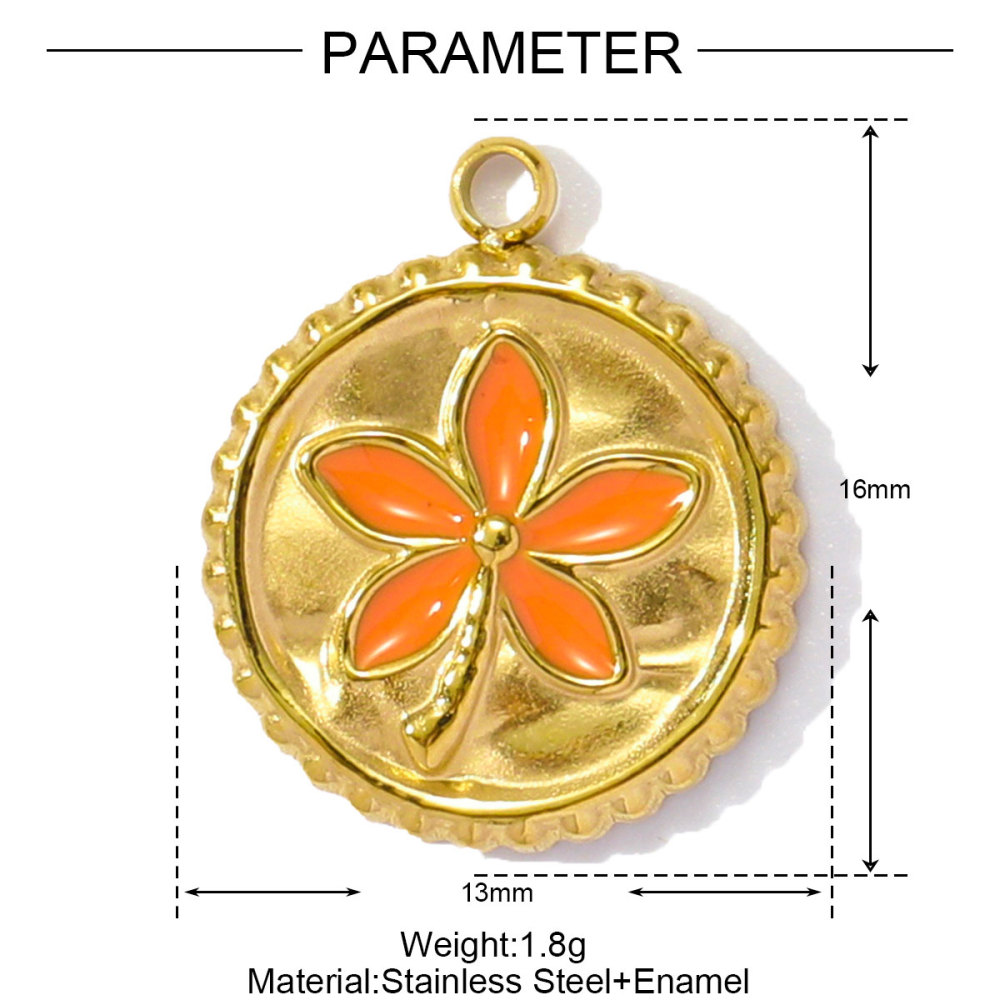 6pcs/pack Stainless Steel Enamel Monet Gardens Diy Charms Woman Tulips Flower Necklace Pendants Baby Foot Jewelry Wholesale