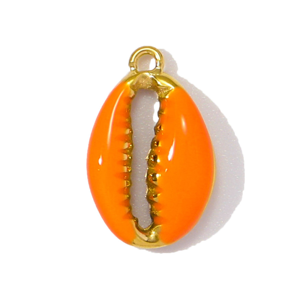 6pcs/pack Stainless Steel Enamel Coral Diy Earring Charms Woman Conch Shell Necklace Pendants Colorful Jewelry Wholesale