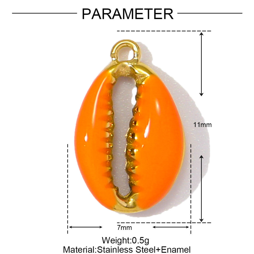 6pcs/pack Stainless Steel Enamel Coral Diy Earring Charms Woman Conch Shell Necklace Pendants Colorful Jewelry Wholesale