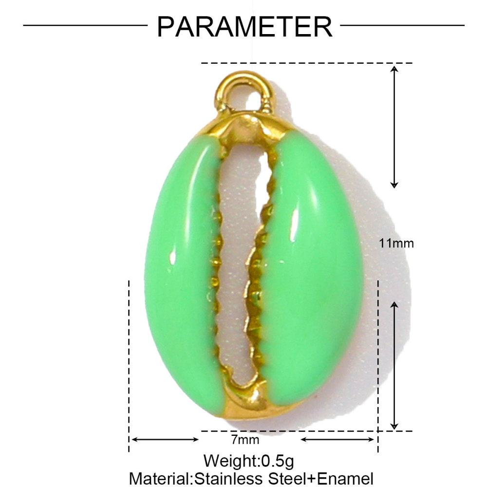 6pcs/pack Stainless Steel Enamel Coral Diy Earring Charms Woman Conch Shell Necklace Pendants Colorful Jewelry Wholesale