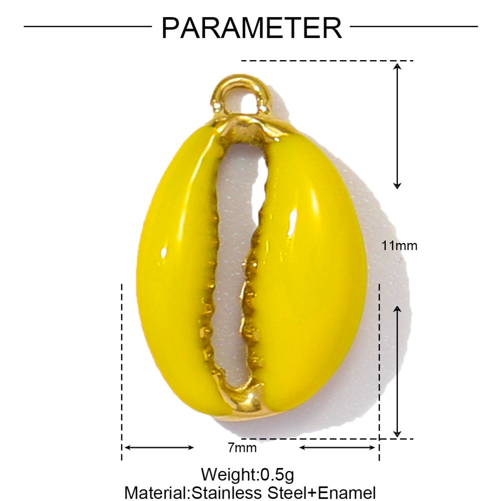 6pcs/pack Stainless Steel Enamel Coral Diy Earring Charms Woman Conch Shell Necklace Pendants Colorful Jewelry Wholesale