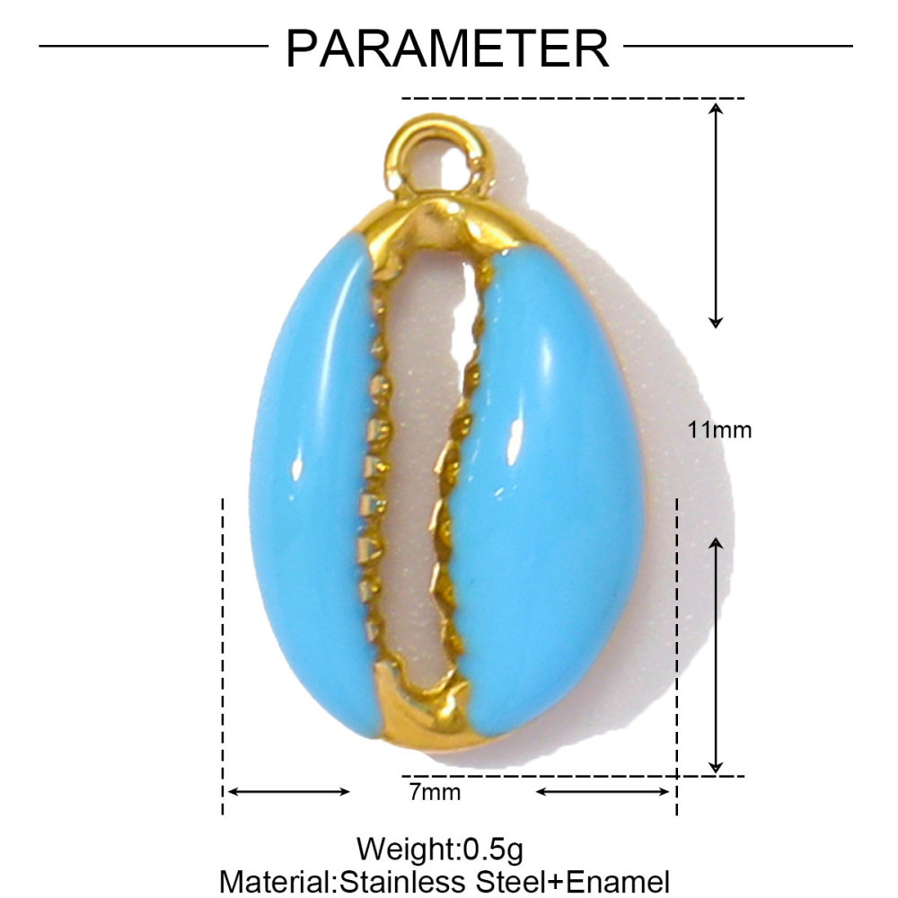 6pcs/pack Stainless Steel Enamel Coral Diy Earring Charms Woman Conch Shell Necklace Pendants Colorful Jewelry Wholesale