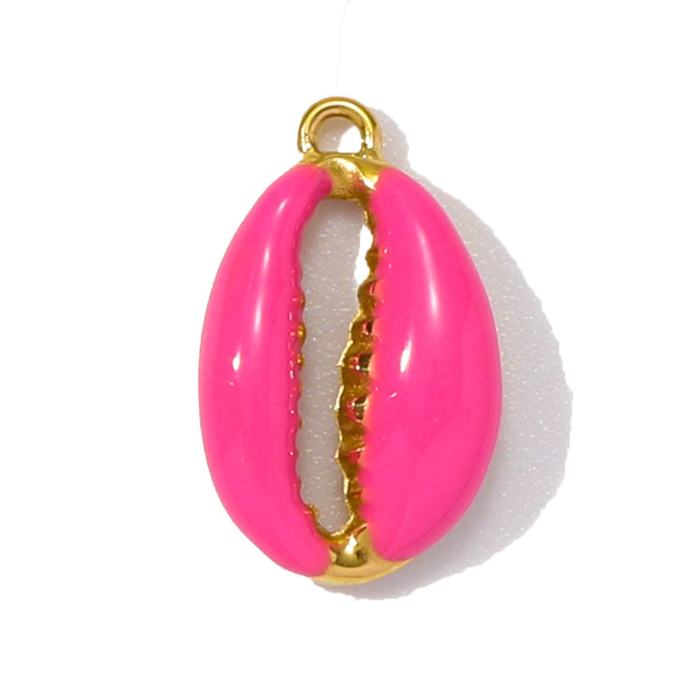 6pcs/pack Stainless Steel Enamel Coral Diy Earring Charms Woman Conch Shell Necklace Pendants Colorful Jewelry Wholesale