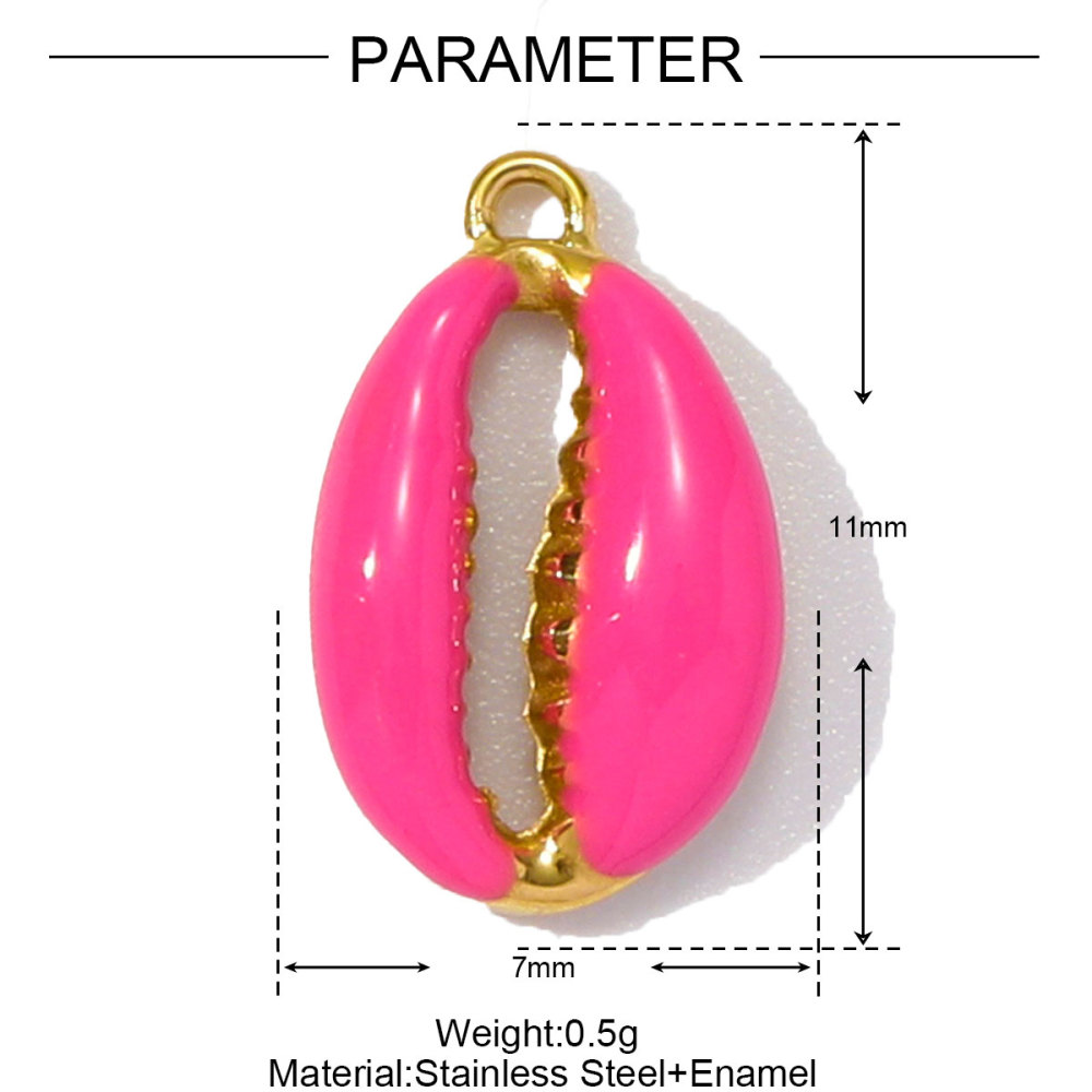 6pcs/pack Stainless Steel Enamel Coral Diy Earring Charms Woman Conch Shell Necklace Pendants Colorful Jewelry Wholesale