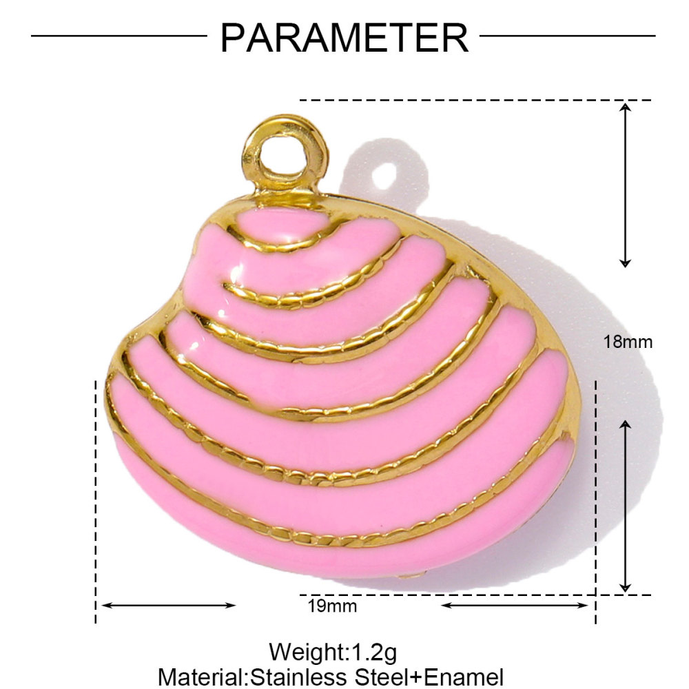 6pcs/pack Stainless Steel Enamel Coral Diy Earring Charms Woman Conch Shell Necklace Pendants Colorful Jewelry Wholesale