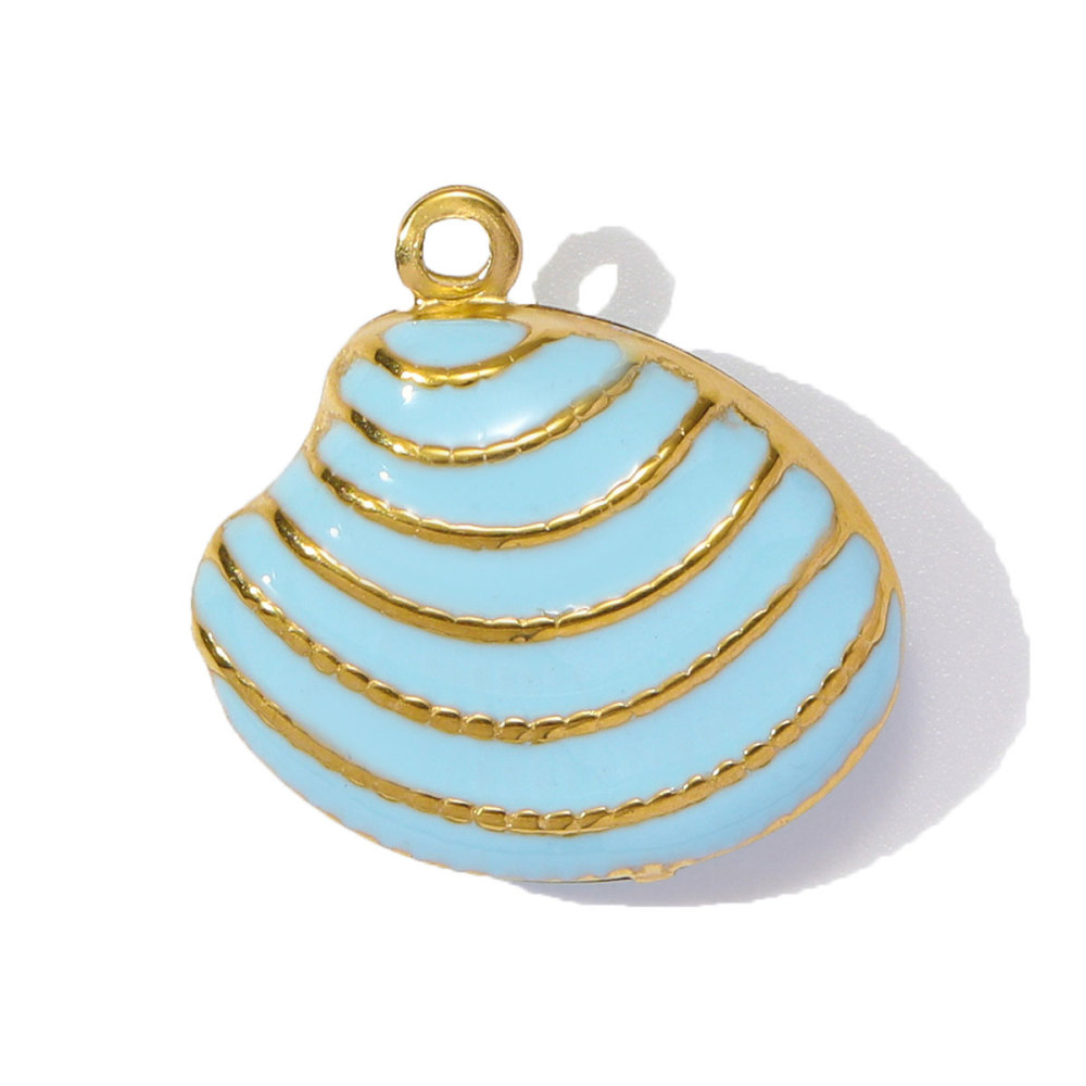 6pcs/pack Stainless Steel Enamel Coral Diy Earring Charms Woman Conch Shell Necklace Pendants Colorful Jewelry Wholesale