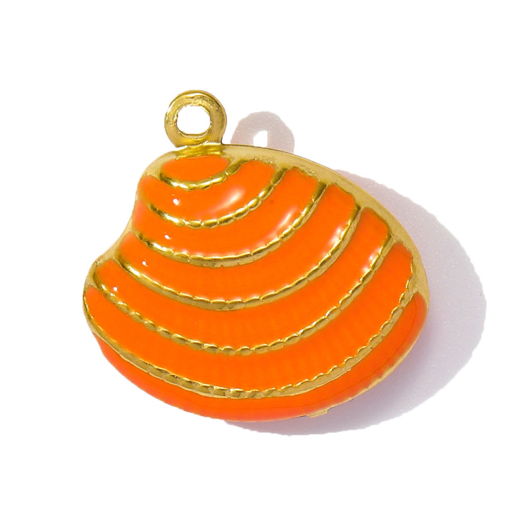 6pcs/pack Stainless Steel Enamel Coral Diy Earring Charms Woman Conch Shell Necklace Pendants Colorful Jewelry Wholesale