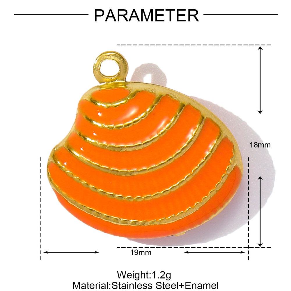 6pcs/pack Stainless Steel Enamel Coral Diy Earring Charms Woman Conch Shell Necklace Pendants Colorful Jewelry Wholesale