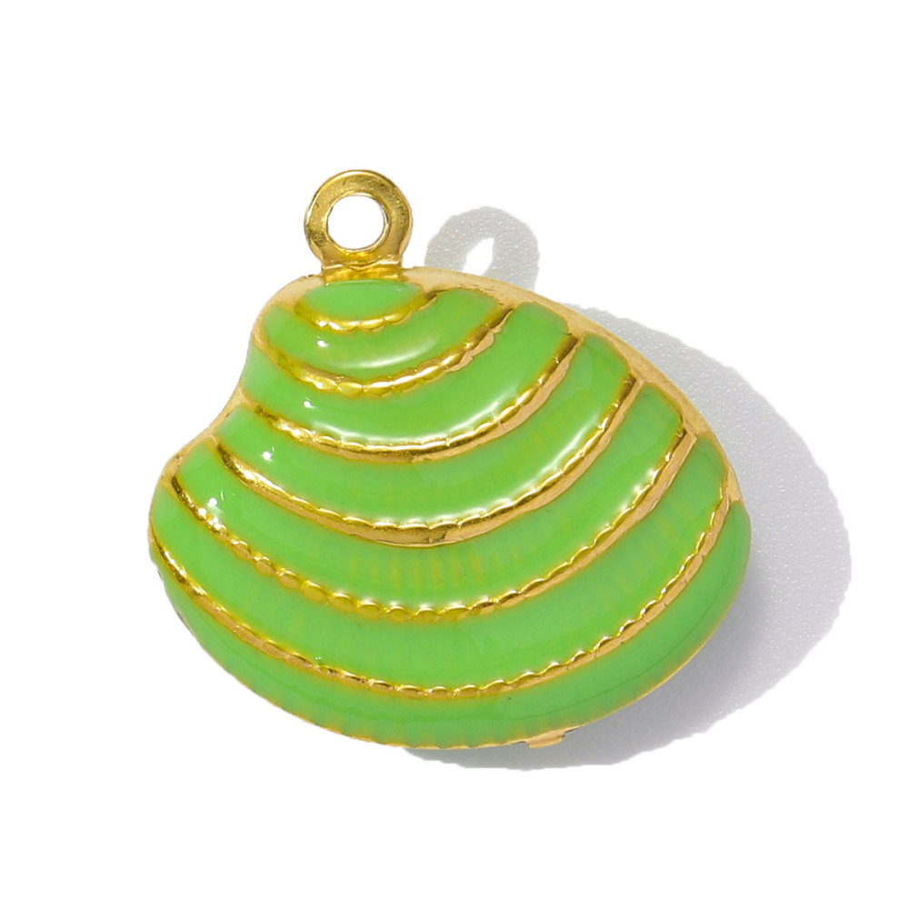6pcs/pack Stainless Steel Enamel Coral Diy Earring Charms Woman Conch Shell Necklace Pendants Colorful Jewelry Wholesale