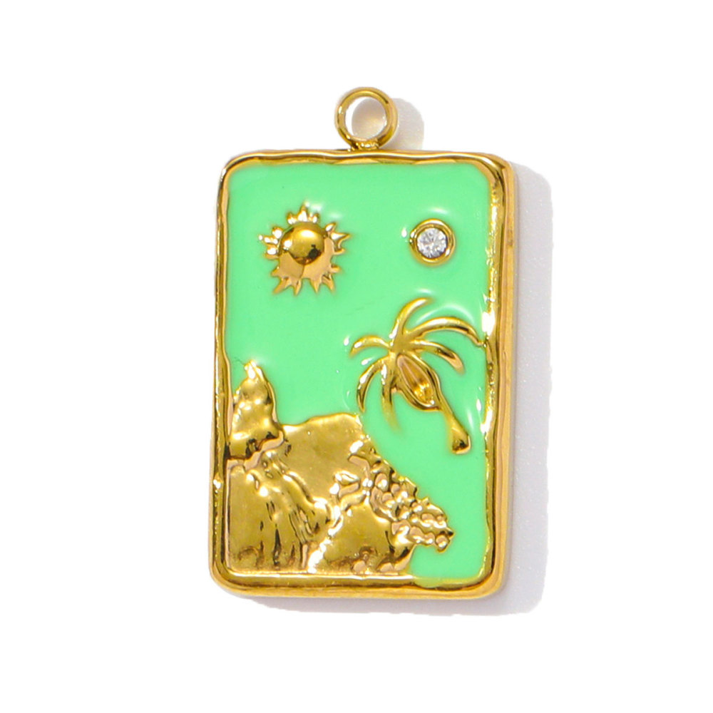 6pcs/pack Stainless Steel Enamel Plam Sun Diy Charms Woman Rainbow Flip Flops Necklace Pendants Fish Heart Jewelry Wholesale