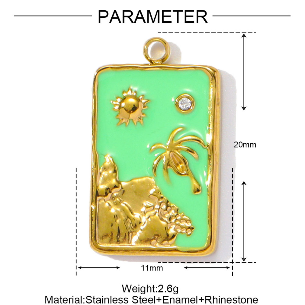 6pcs/pack Stainless Steel Enamel Plam Sun Diy Charms Woman Rainbow Flip Flops Necklace Pendants Fish Heart Jewelry Wholesale