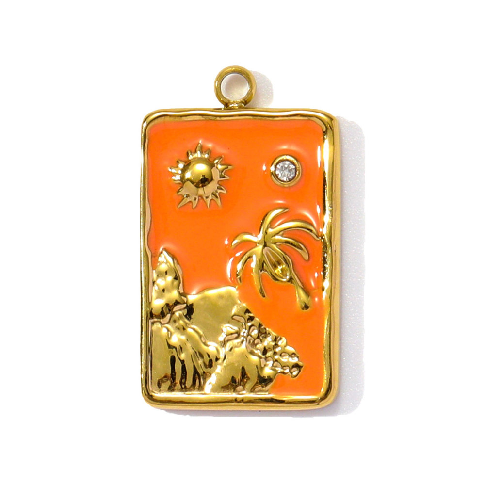 6pcs/pack Stainless Steel Enamel Plam Sun Diy Charms Woman Rainbow Flip Flops Necklace Pendants Fish Heart Jewelry Wholesale