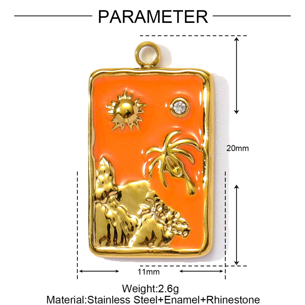 6pcs/pack Stainless Steel Enamel Plam Sun Diy Charms Woman Rainbow Flip Flops Necklace Pendants Fish Heart Jewelry Wholesale