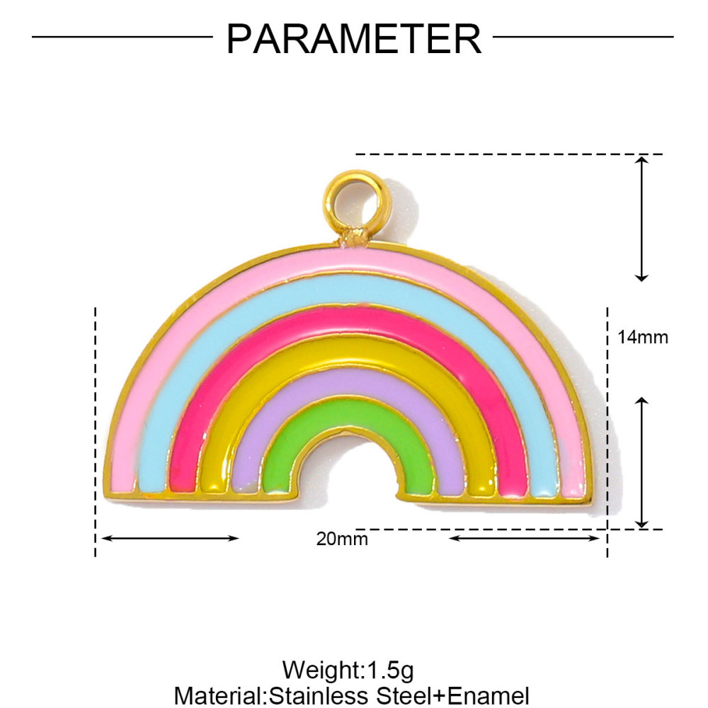 6pcs/pack Stainless Steel Enamel Plam Sun Diy Charms Woman Rainbow Flip Flops Necklace Pendants Fish Heart Jewelry Wholesale