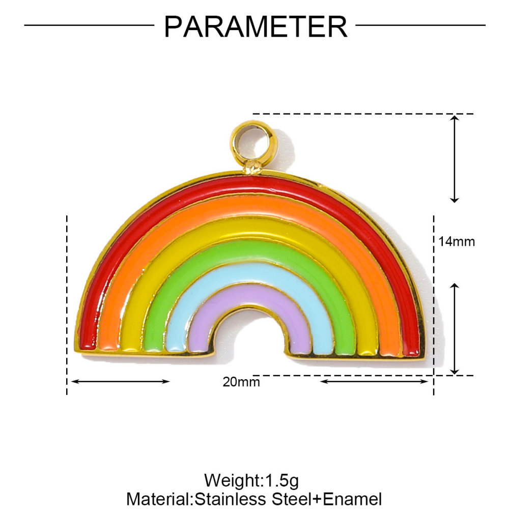 6pcs/pack Stainless Steel Enamel Plam Sun Diy Charms Woman Rainbow Flip Flops Necklace Pendants Fish Heart Jewelry Wholesale