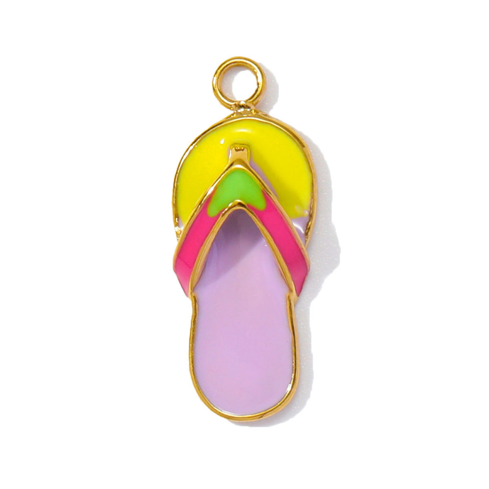 6pcs/pack Stainless Steel Enamel Plam Sun Diy Charms Woman Rainbow Flip Flops Necklace Pendants Fish Heart Jewelry Wholesale