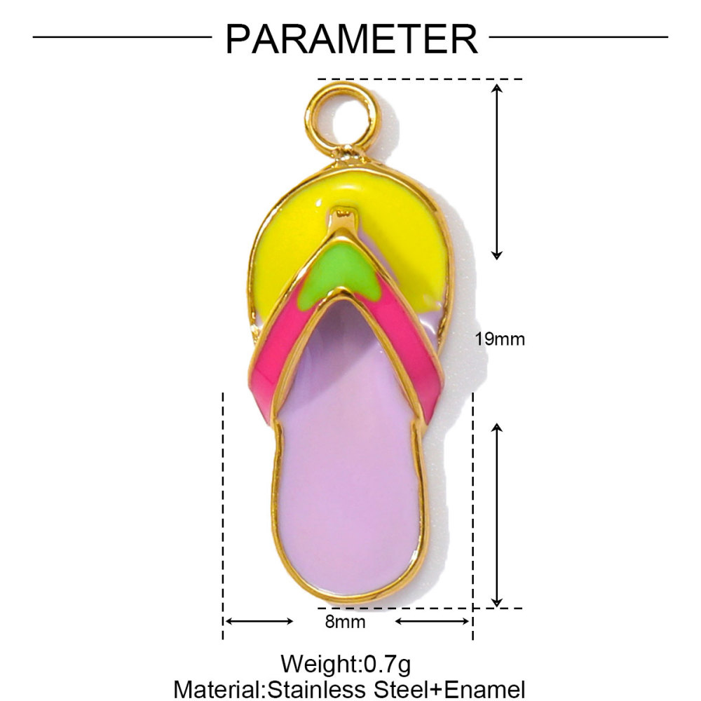 6pcs/pack Stainless Steel Enamel Plam Sun Diy Charms Woman Rainbow Flip Flops Necklace Pendants Fish Heart Jewelry Wholesale