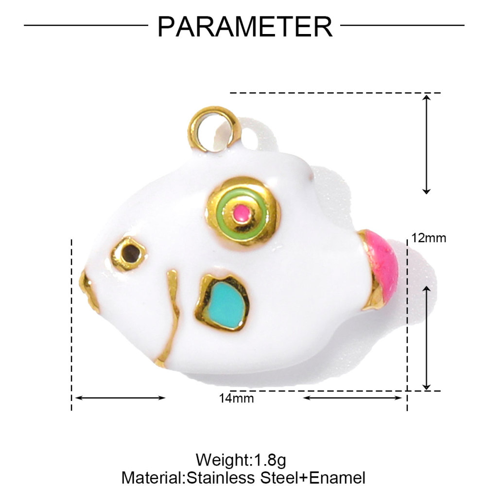 6pcs/pack Stainless Steel Enamel Plam Sun Diy Charms Woman Rainbow Flip Flops Necklace Pendants Fish Heart Jewelry Wholesale